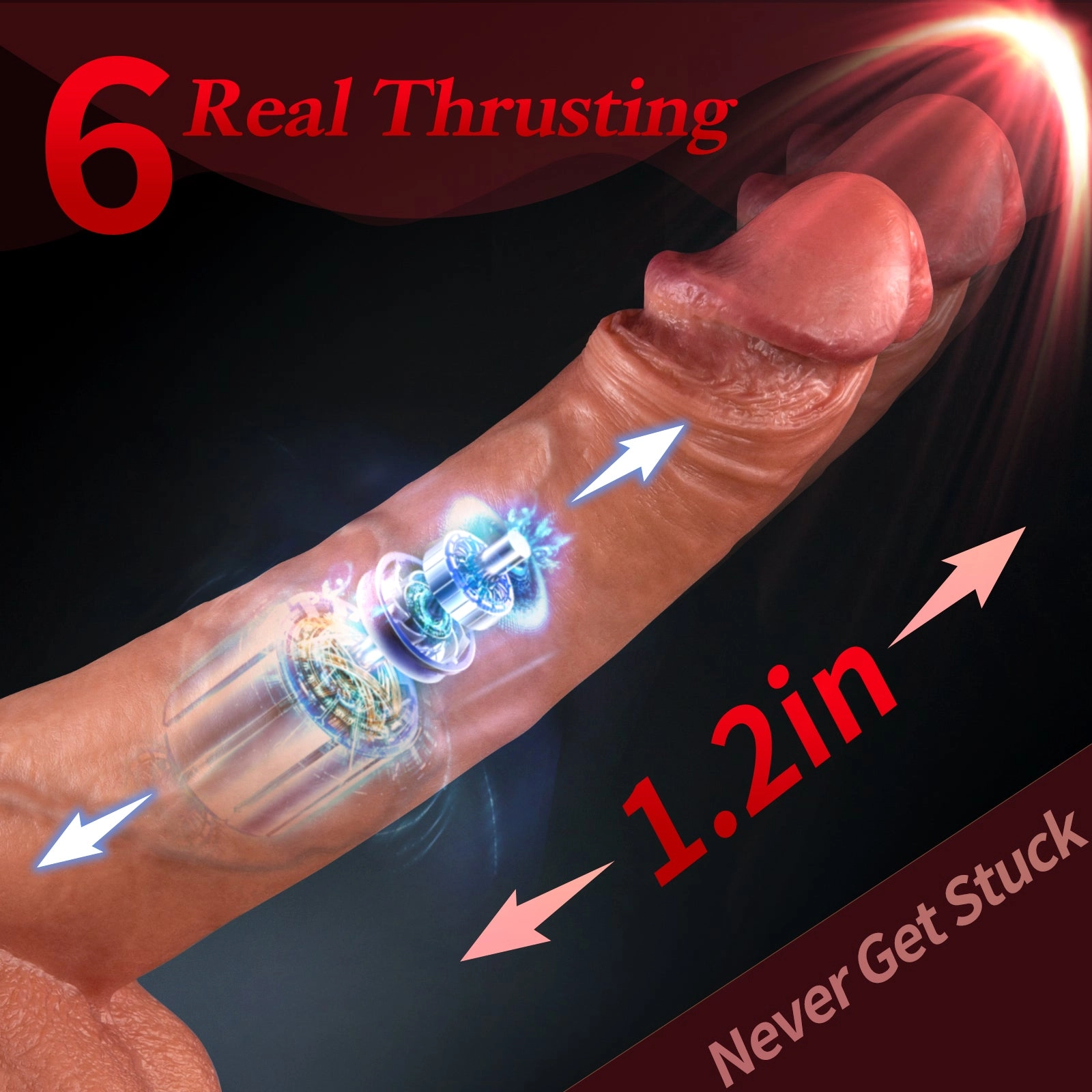 QUTOYS 10 Vibrating and 6 Thrusting & Swing Silicone Realistic Dildo