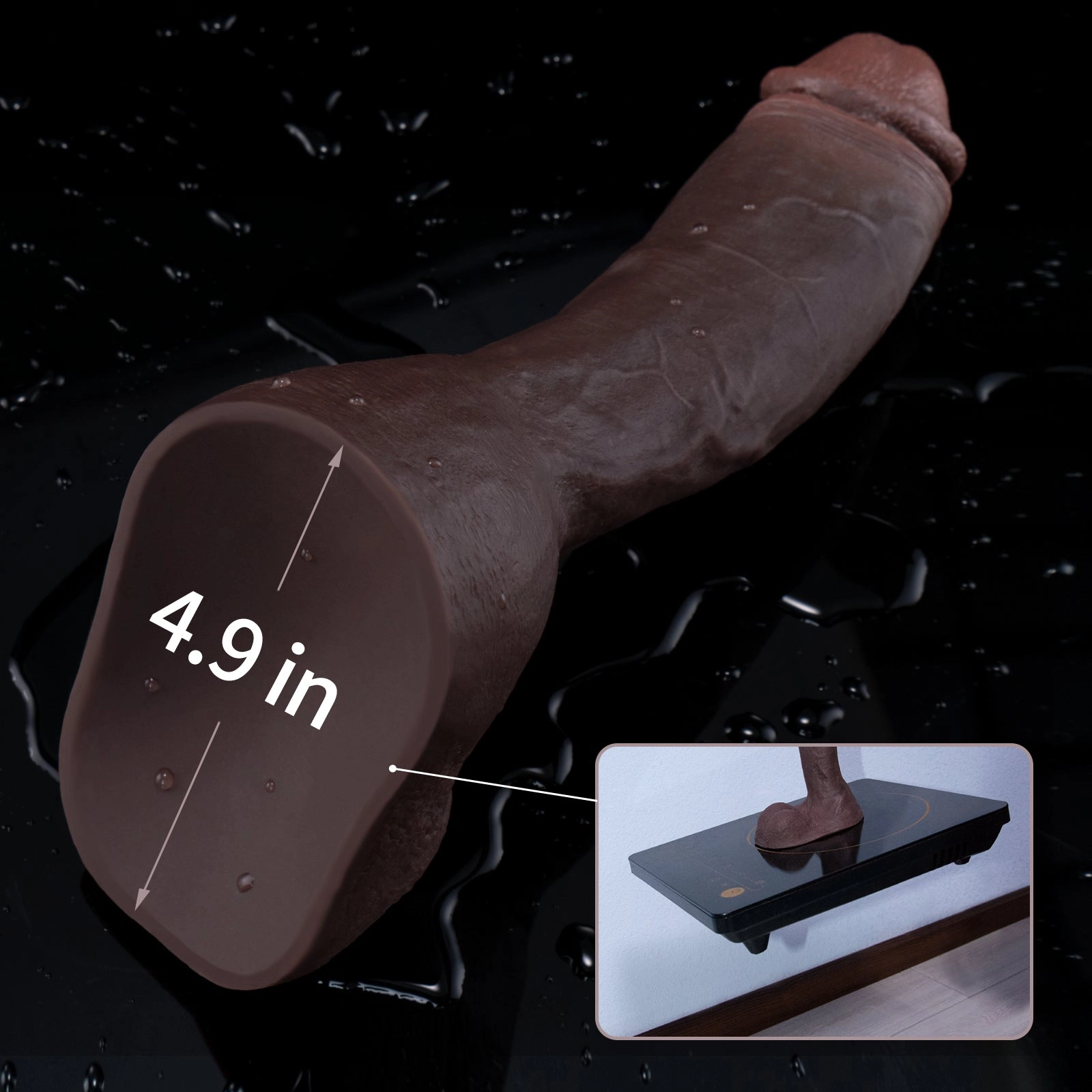 QUTOYS 9.2in Handmade Realistic Silicone Dildo-Black