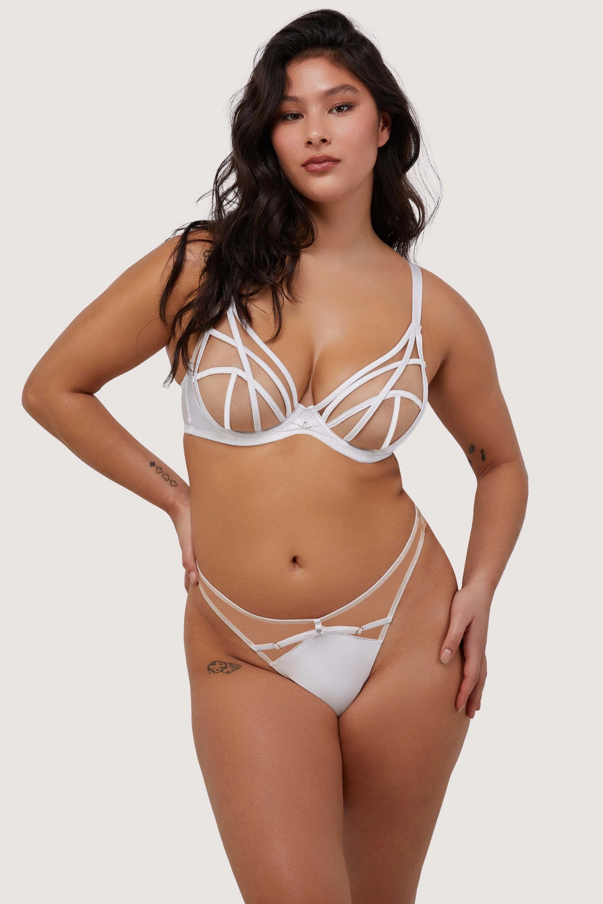 Ramona Optic White Caged Open Back Thong