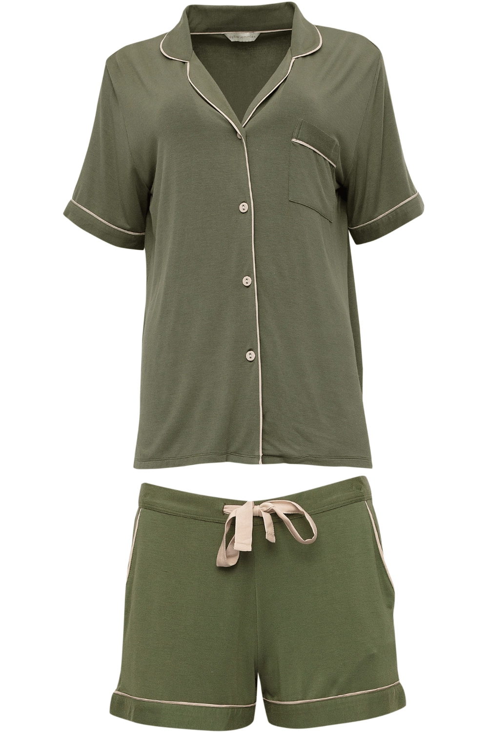 Savannah Olive Revere Jersey Shorty Set