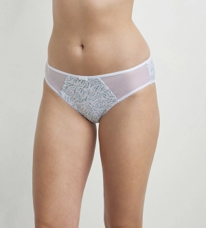Slip femme coton et tulle à motif végétal Blanc Generous Coton Bio