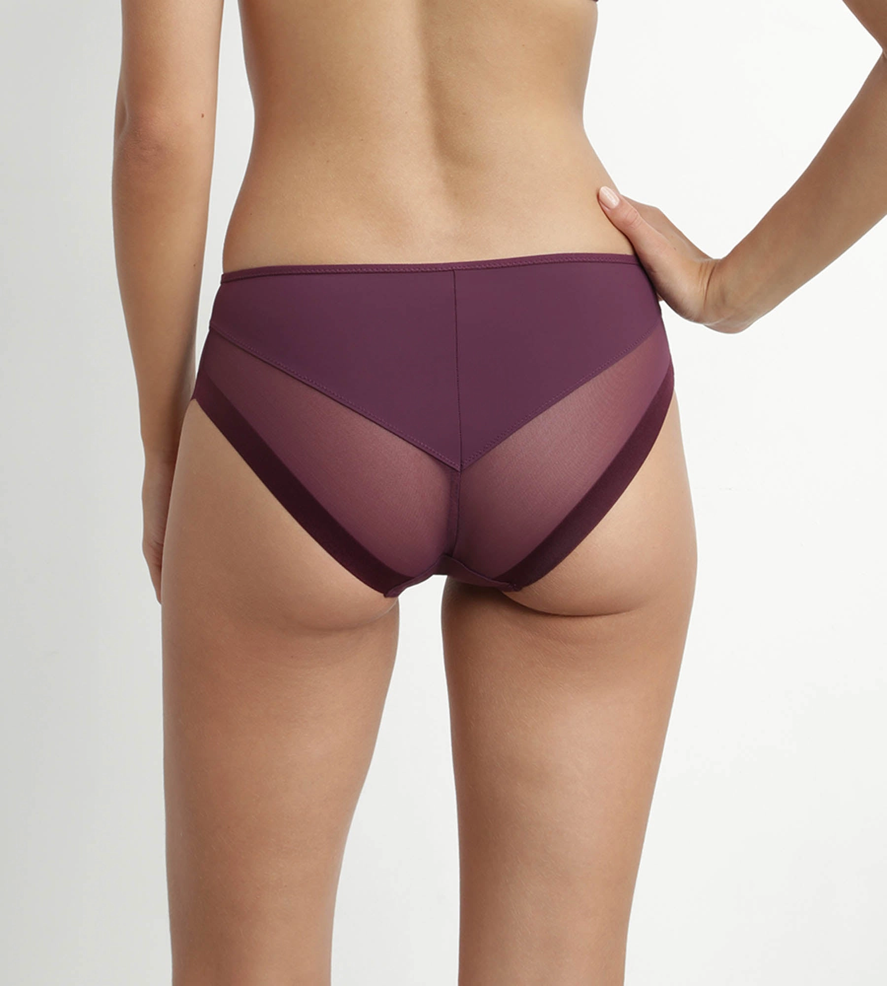 Slip femme en microfibre et tulle Prune Dim Generous