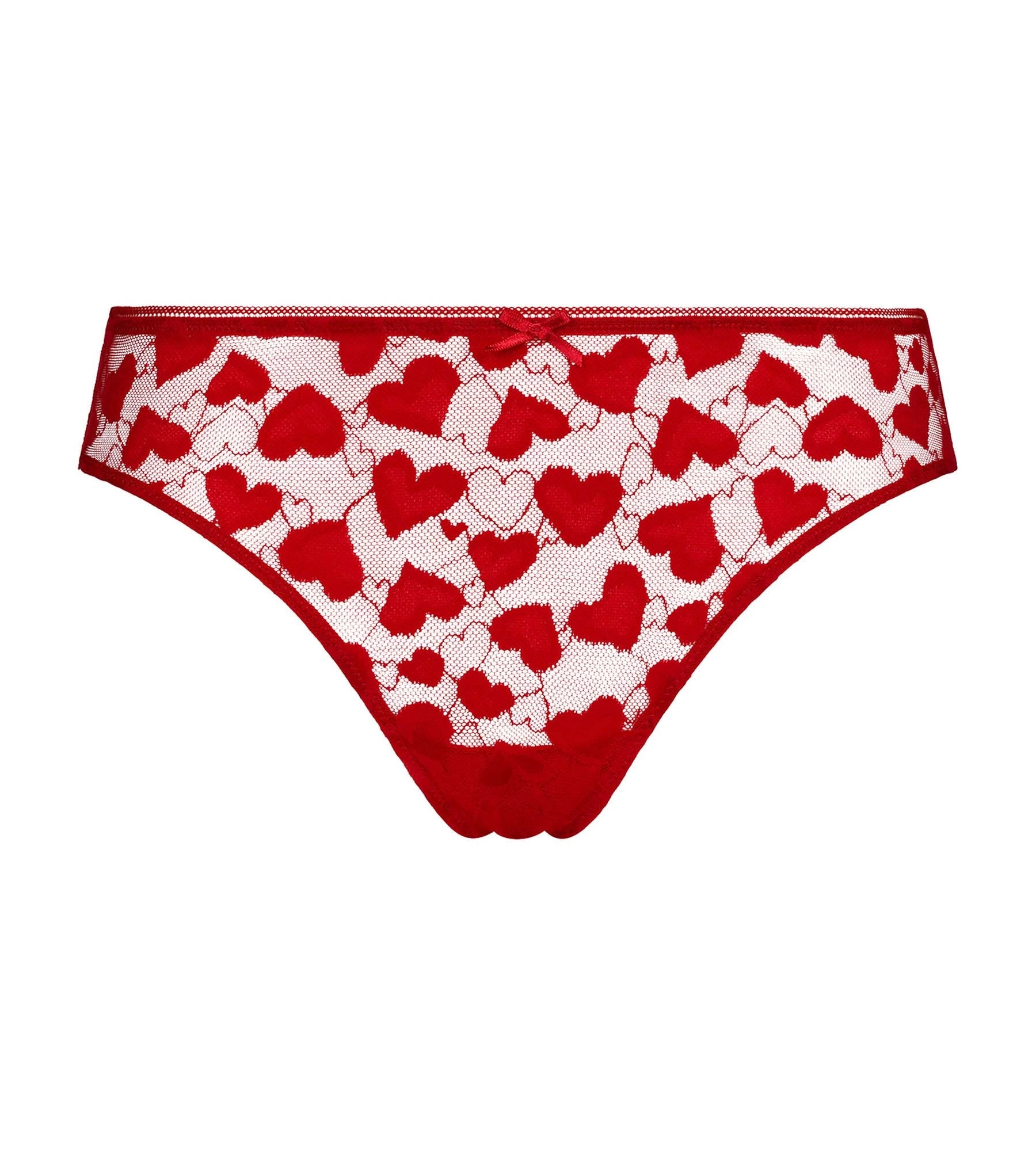Slip femme en tulle rouge à motifs romantiques Dim Coeur