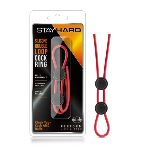 Stay Hard By Blush® | Red Silicone Double Loop Penis Ring
