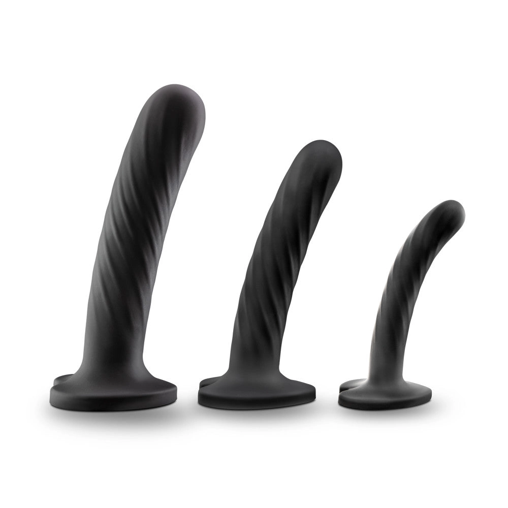 Temptasia By Blush® | Twist Kit Black 4.5, 5.5, 7-Inch Long Dildo With Suction Cup Base