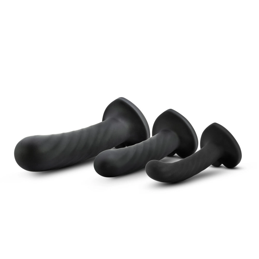 Temptasia By Blush® | Twist Kit Black 4.5, 5.5, 7-Inch Long Dildo With Suction Cup Base
