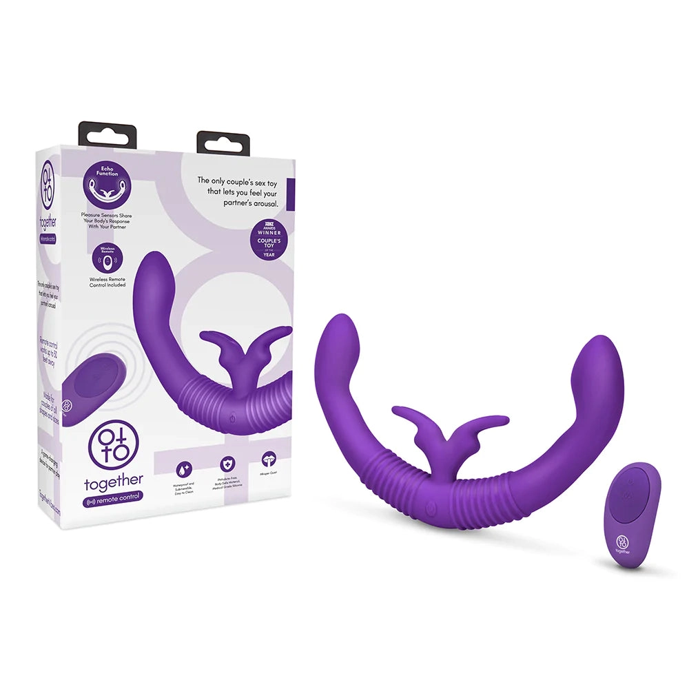 Together Double Ended Dildo Rabbit Vibrator Remote Control - Purple
