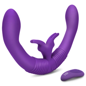 Together Double Ended Dildo Rabbit Vibrator Remote Control - Purple
