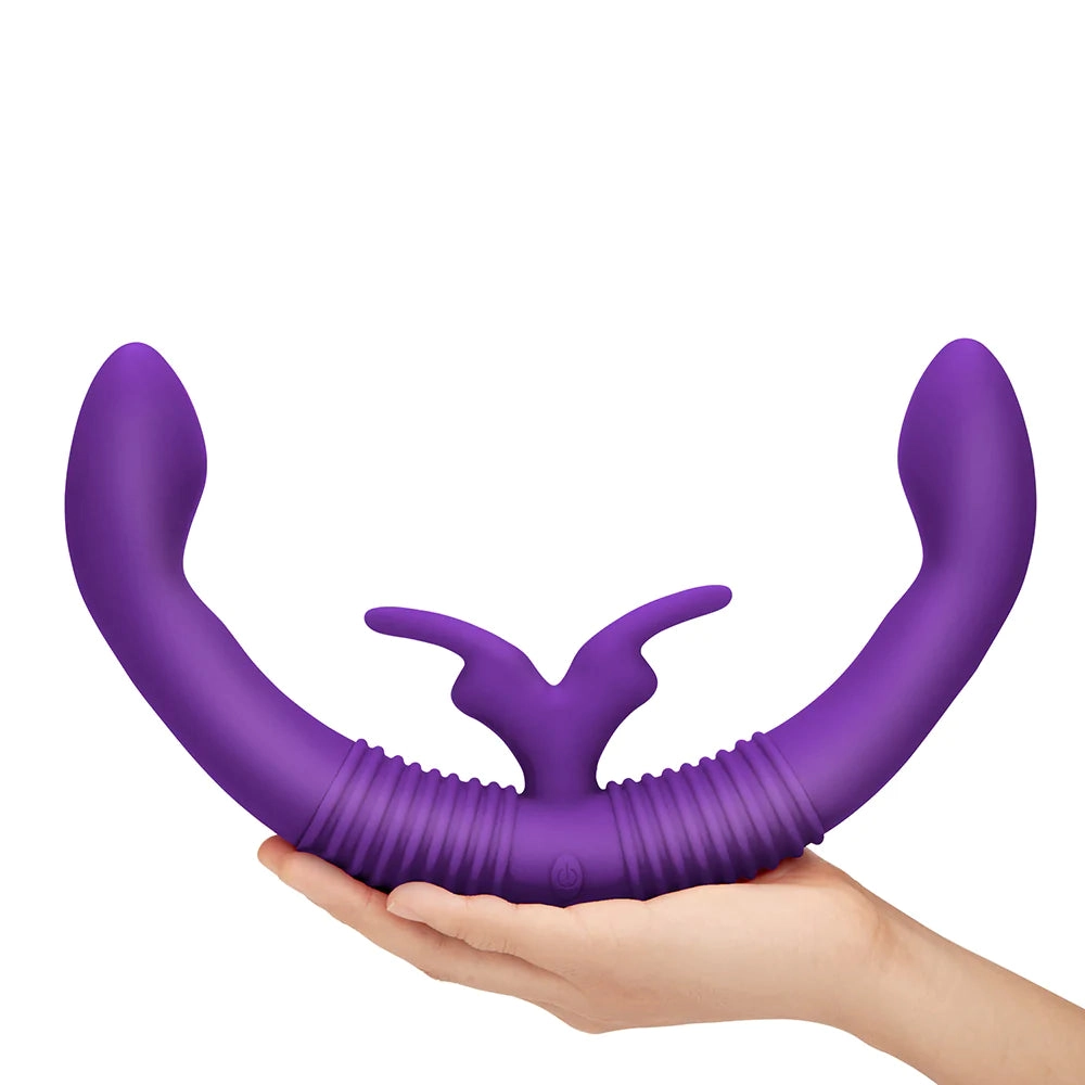 Together Double Ended Dildo Rabbit Vibrator Remote Control - Purple