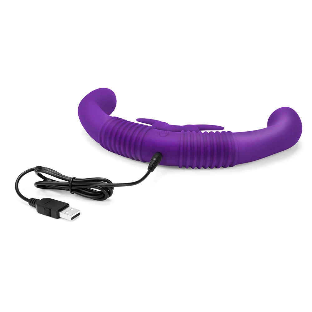 Together Double Ended Dildo Rabbit Vibrator Remote Control - Purple
