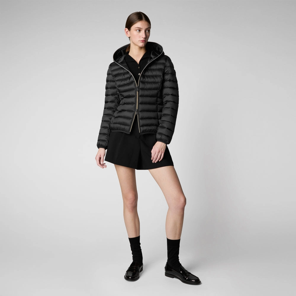 Woman's Alexis Hooded Puffer Jacket in Black