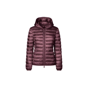 Woman's Alexis Hooded Puffer Jacket in Burgundy Black