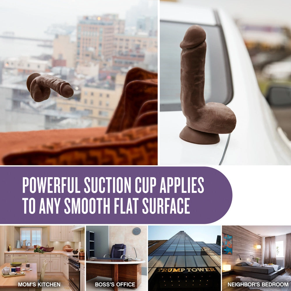 X5 By Blush® | Hard on Realistic G-Spot Brown 8.5-Inch Long Dildo With Balls & Suction Cup Base