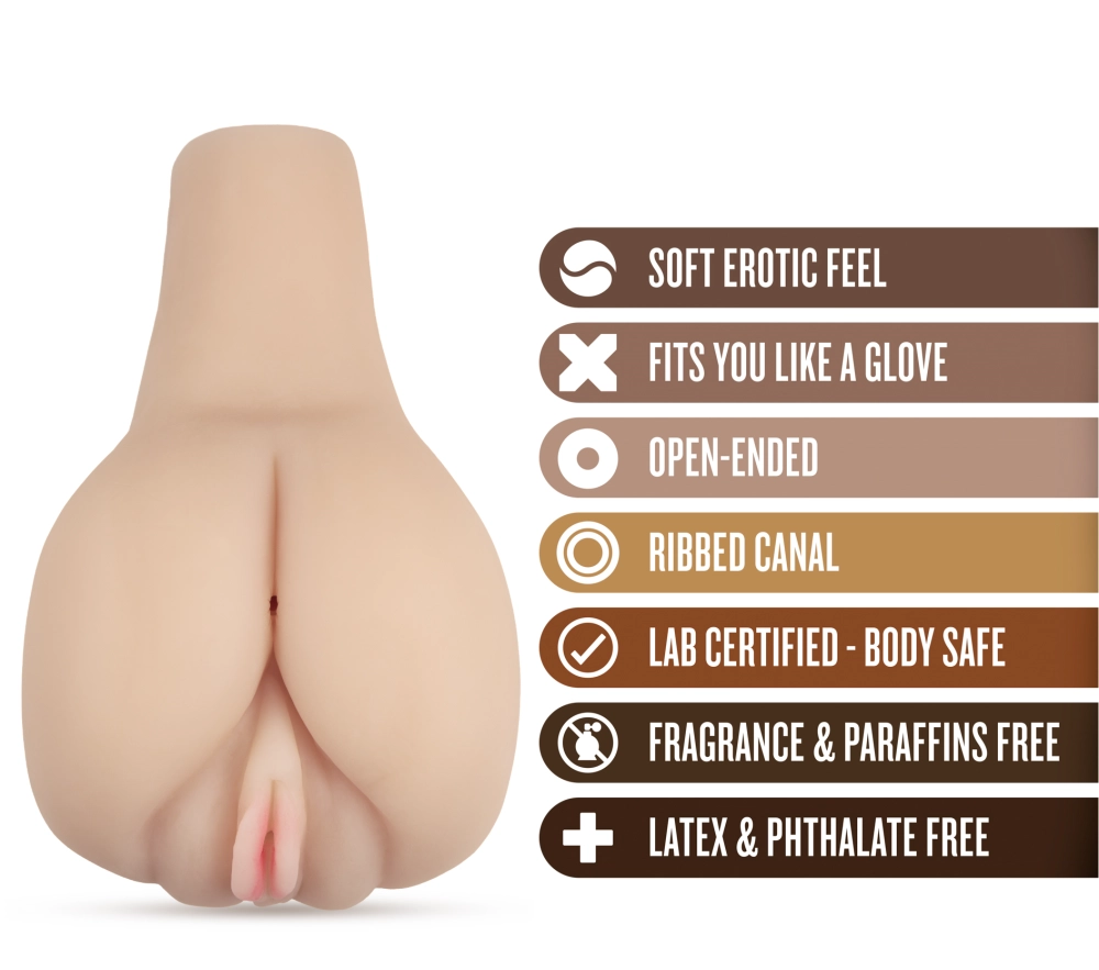 X5 Men By Blush® | Amanda's Lusty Bottom Realistic Beige Vibrating Masturbator / Stroker