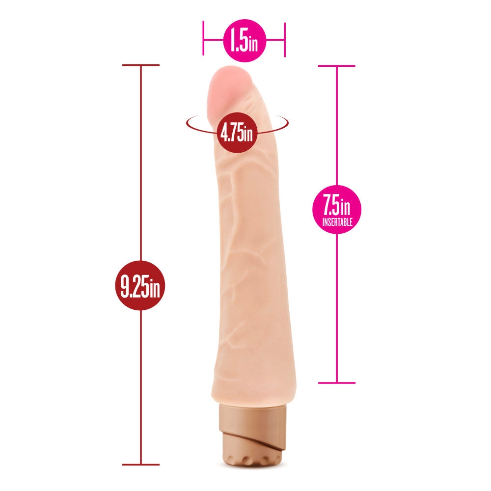 X5 Plus By Blush® | Mambo Vibe Curved Beige 9.25-Inch Long Vibrating Dildo